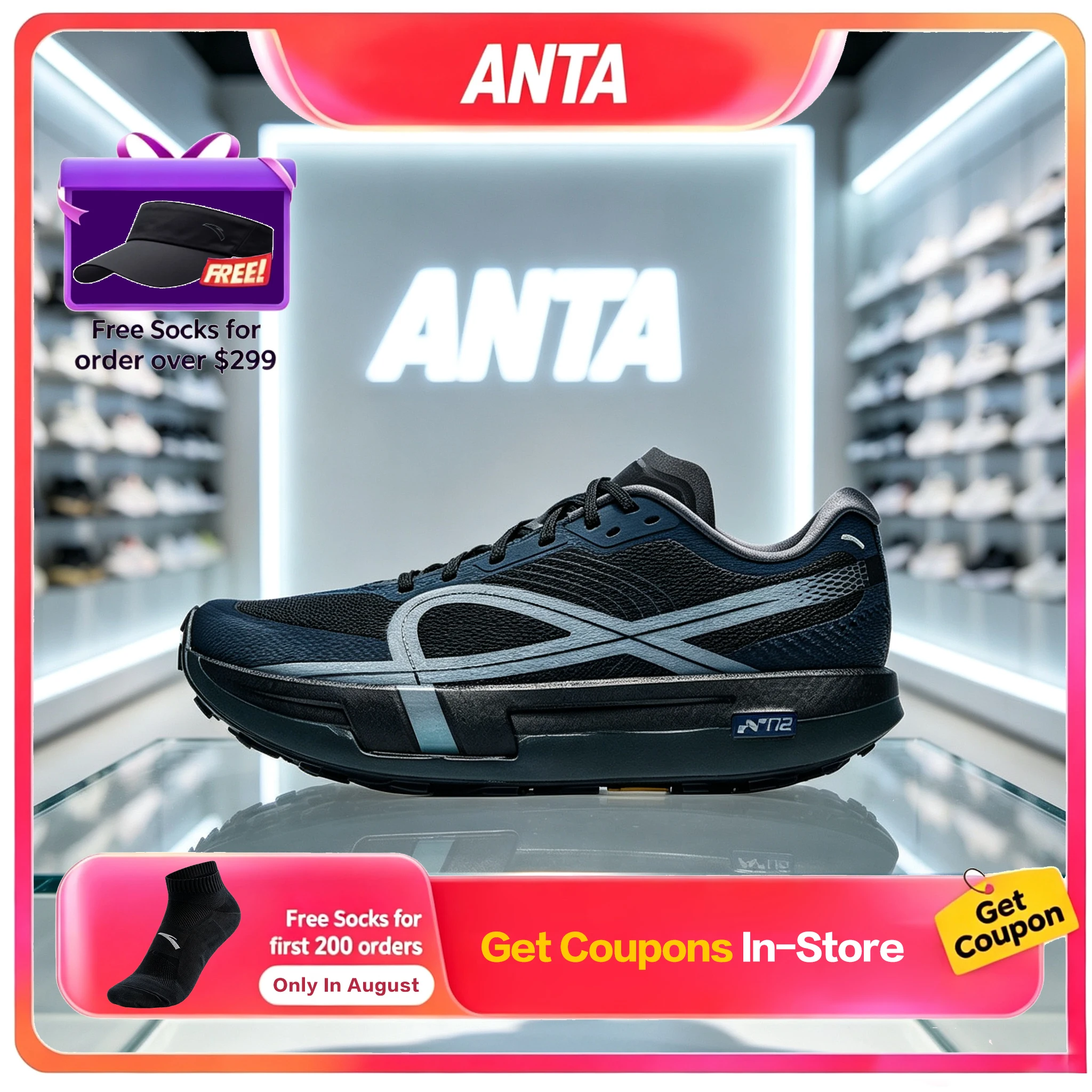 Anta Champion Liesun Speed Men New Racing Trail Running Shoes Cushioning Soft Sole Wear Resistant Anti Slip Sports Sneakers