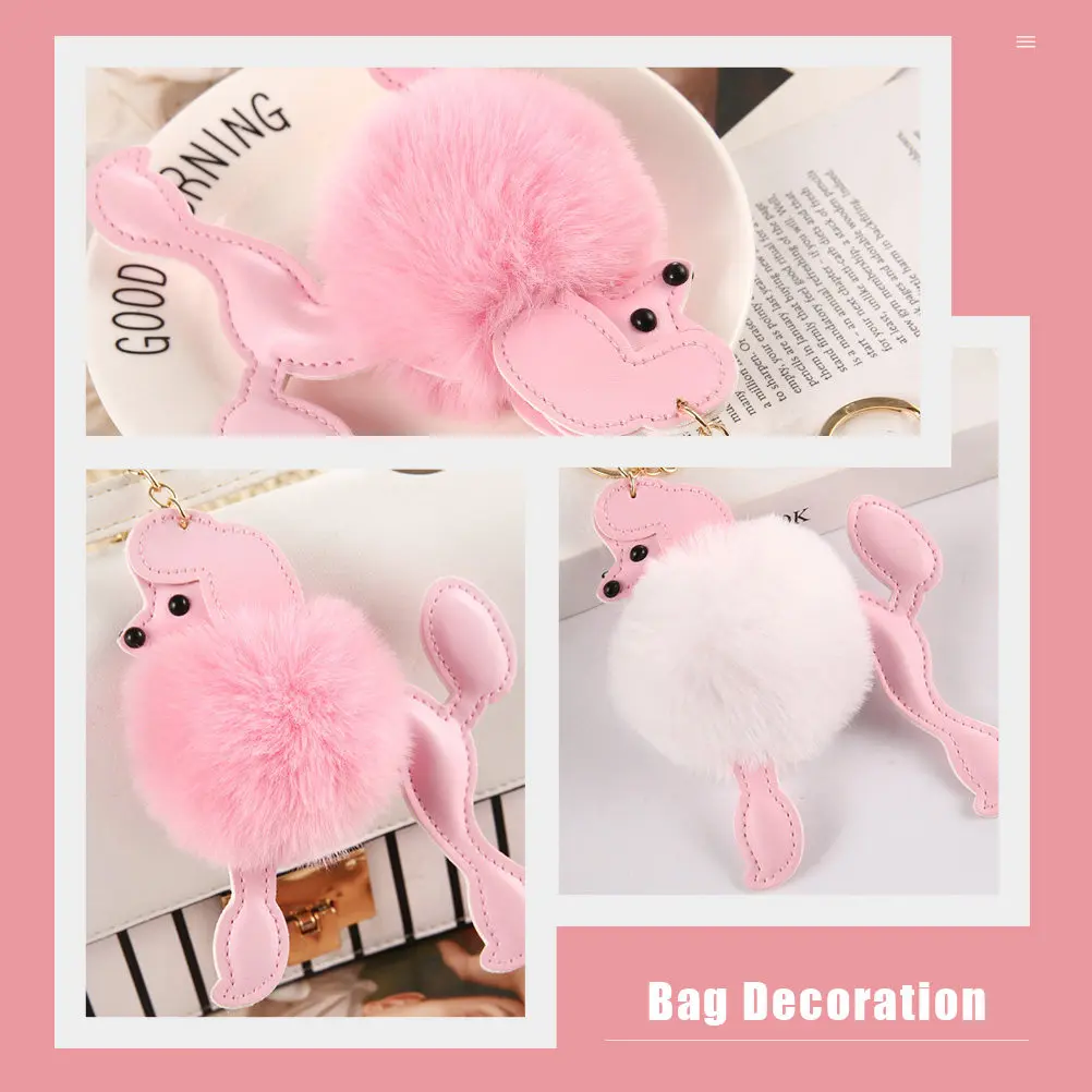 Poodle Keychain Set – 3pcs Cute Dog Pendant Key Ring for Bag, Backpack, Luggage & Schoolbag Decor