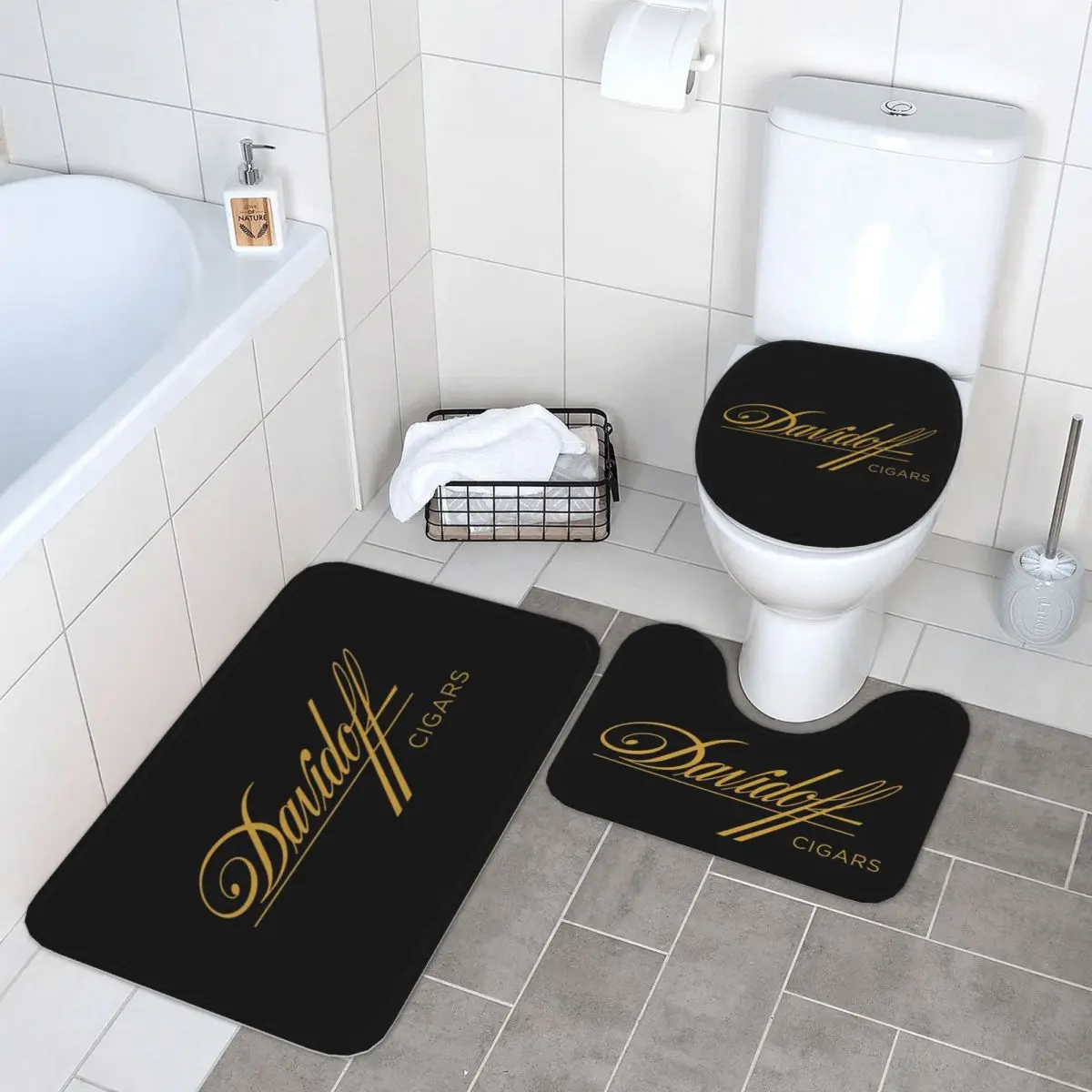 Davidoff Cigar 3 uds alfombra de baño juego de baño tapa de inodoro cubierta decoración del hogar alfombra antideslizante alfombra de suelo