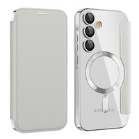 Luxury Flip Leather Card Clip Magnetic Phone Case for Samsung S25 Edge S24 S23 Ultra S22 Plus A55 A35 Plating Clear Wallet Cover