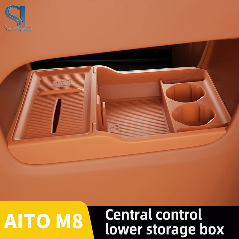 

For 2025 2026 AITO 8 Storage Box Center Armrest Hidden Tissue Box Cup Holder Organizer Interior Accessories