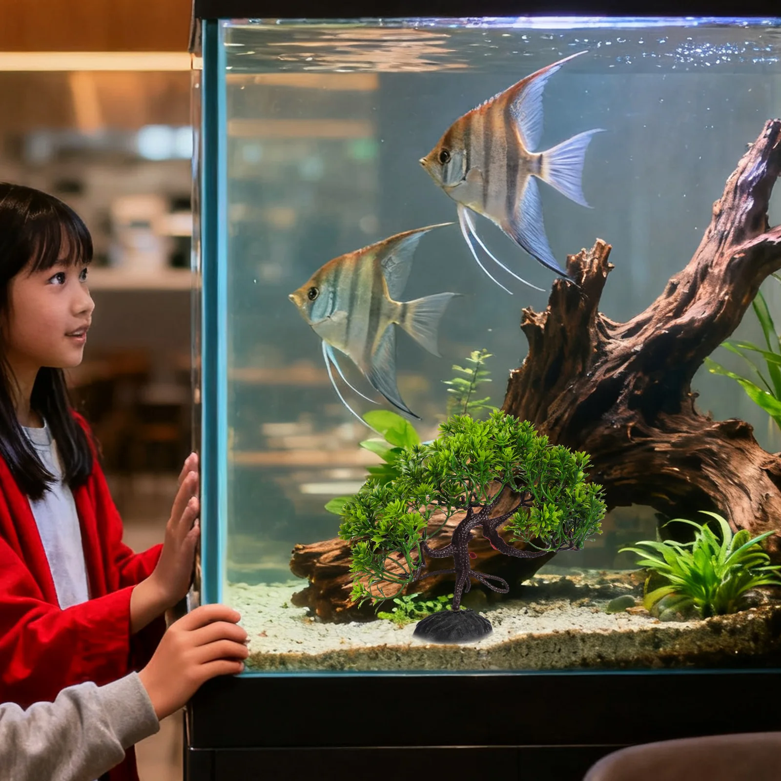 

2pcs Simulation Aquarium Pine Tree Decor Soft Plastic Artificial Plant For Fish Tank Bonsai Aquarium Plants Realistic Fish Tank