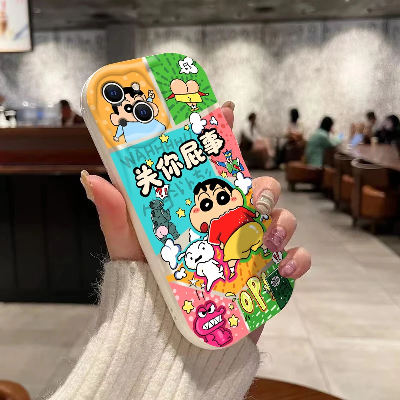 Cute Cartoon Crayons Shin-chans 3D Wave Case For Xiaomi Redmi 13C 12 12C 10 10C 9 9C A1 A2 K50 K40 Note 13 12 11 Pro Plus 4G 5G