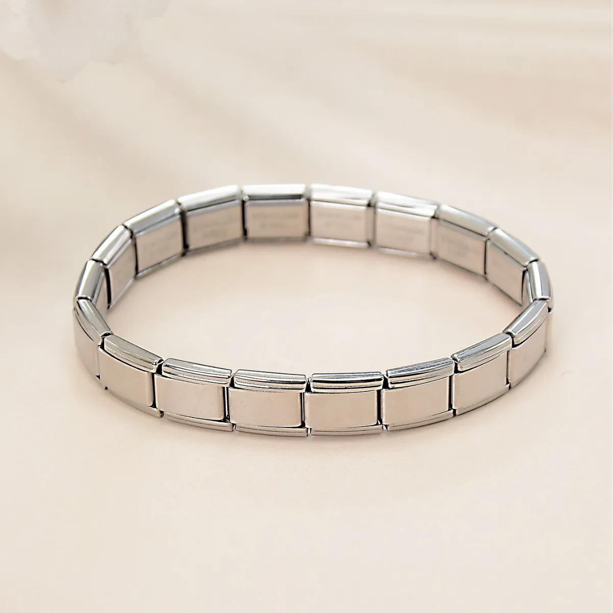 Trendy Square Italy Stainless Steel Bracelets For Women Men HipHop Metal Italian 18 Modules Bracelet Stretchable Jewelry