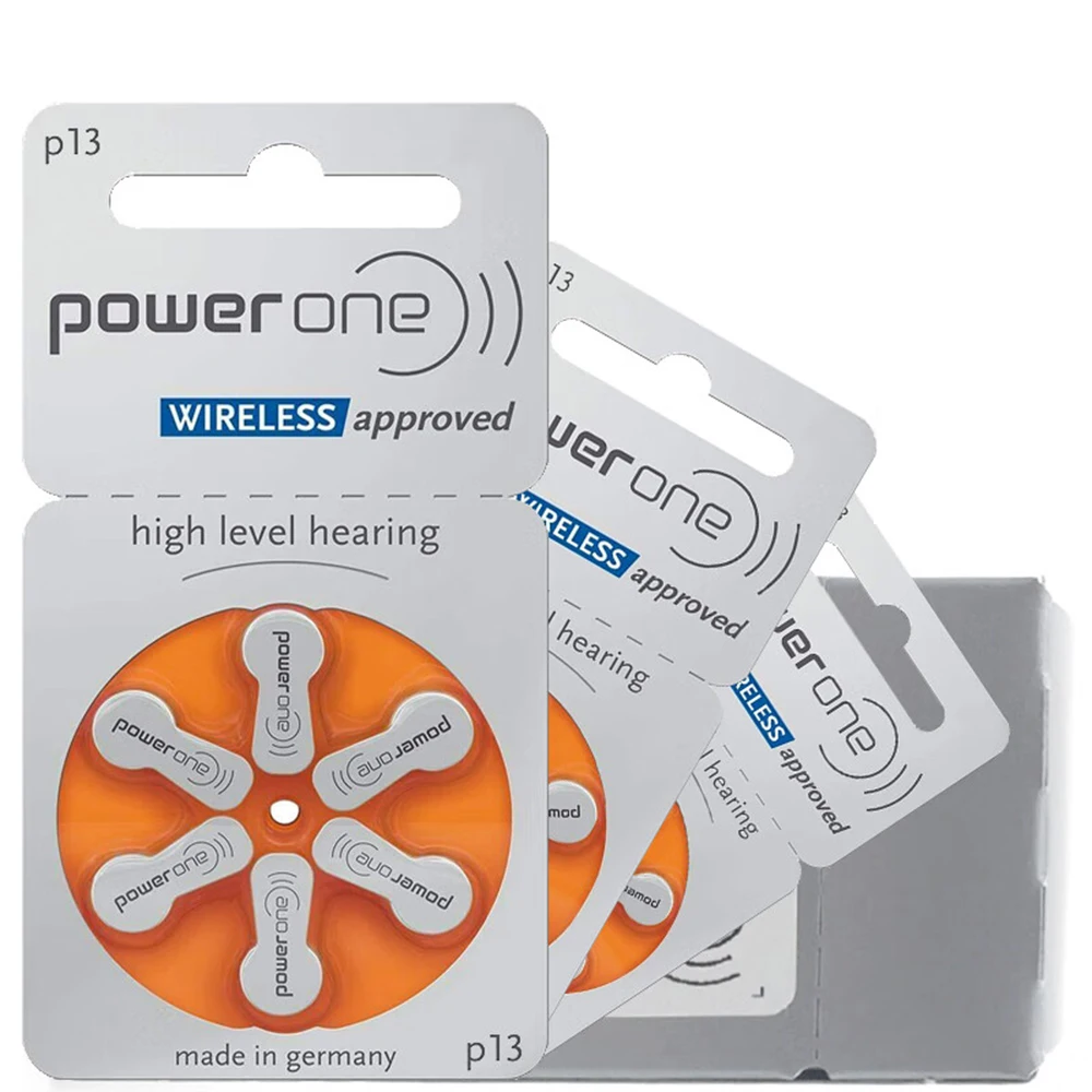 60 PCS Powerone p13 High Performance Hearing Aid Batteries. Zinc Air 13 / P13 / PR48 Battery for BTE Hearing aids Drop Shipping