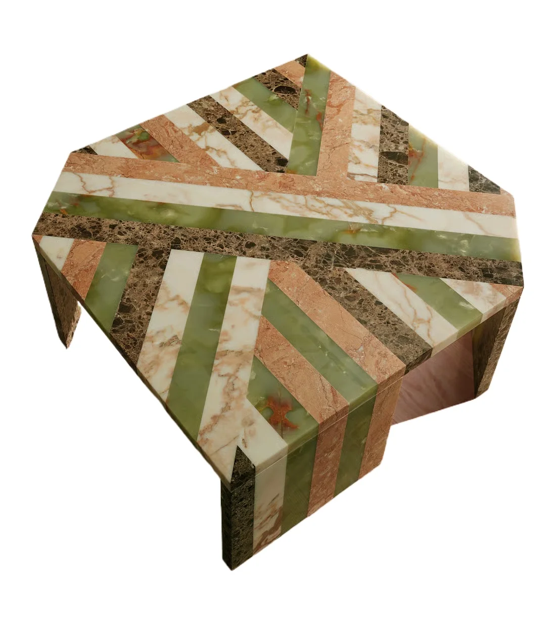 Modern low-base agate green marble center table custom luxury living room decoration office luxury base coffee table set