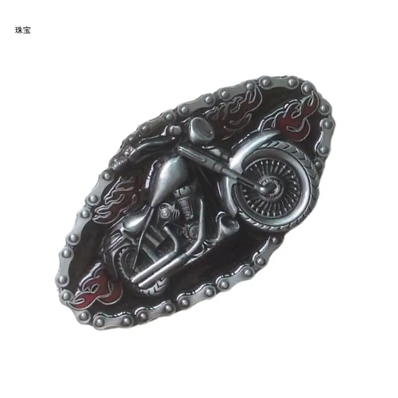 

X5QE Relief Motorcycle Pattern Belt Buckle Alloy DIY Belt Buckle Replacement Supplies