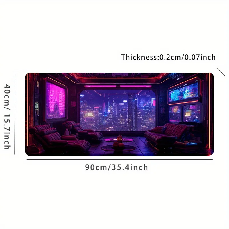 Tapis de souris de jeu Cyberpunk Neon City Style, décorations Esports de bureau et de maison, cadeaux de joueur, accessoires de bureau et de jeu