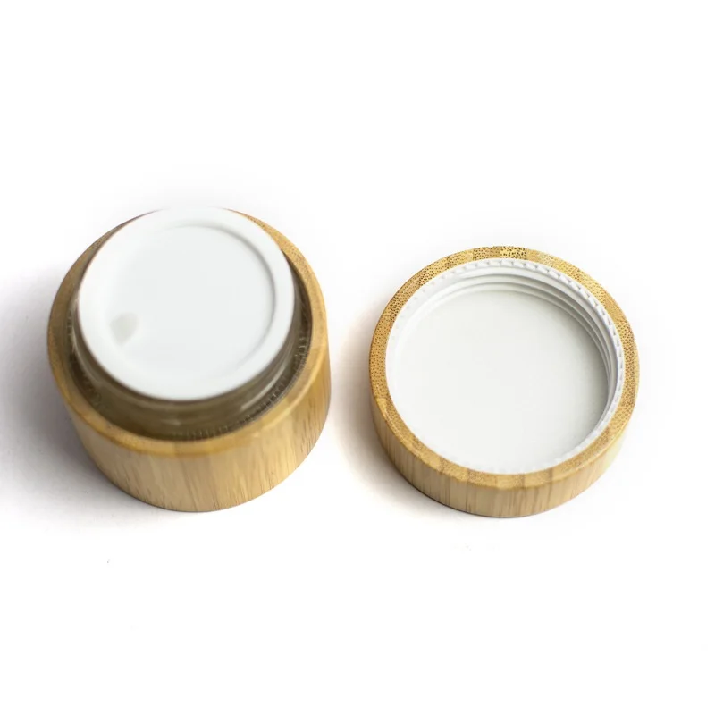 10 pçs 30g 50g garrafas recarregáveis de bambu natural caixa de frasco de cosméticos maquiagem pote de armazenamento de cosméticos vazio kincare potes de creme facial