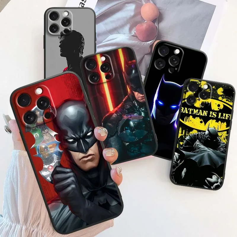 

B-Batmans S-Supermans Cool For Apple iPhone 16 16E 15 14 13 12 11 XS X Pro Max Plus Black Soft Silicone Cover Phone Case