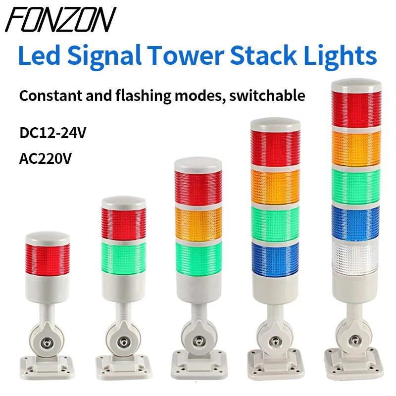 Wieża sygnalizacyjna Led Stack Lights maszyna CNC DC12-24V AC220V stałe migające światło sygnał przemysłowy światła ostrzegawcze brzęczyk