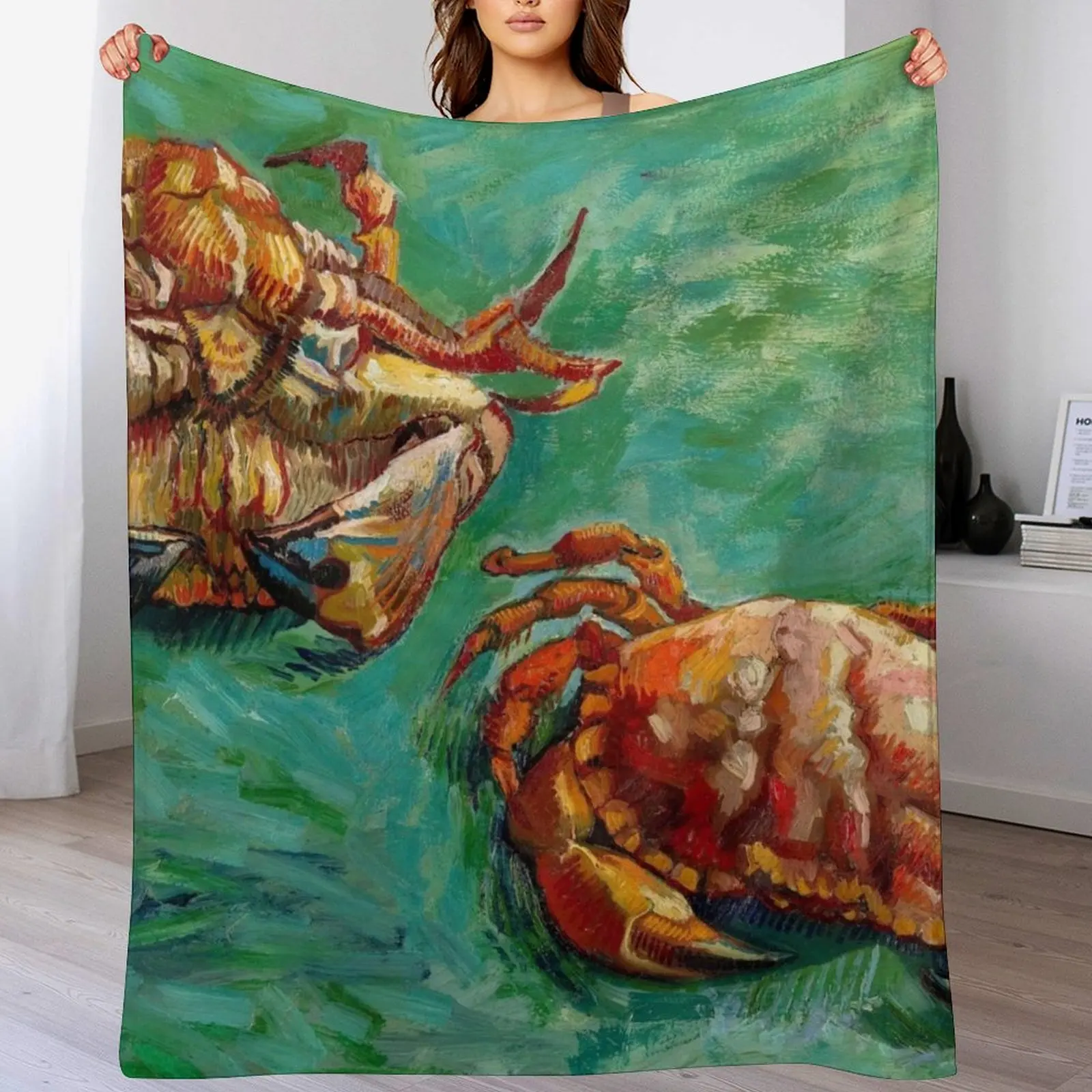 Vincent Van Gogh - Two Crabs Throw Blanket warm winter Personalized Gift Blankets