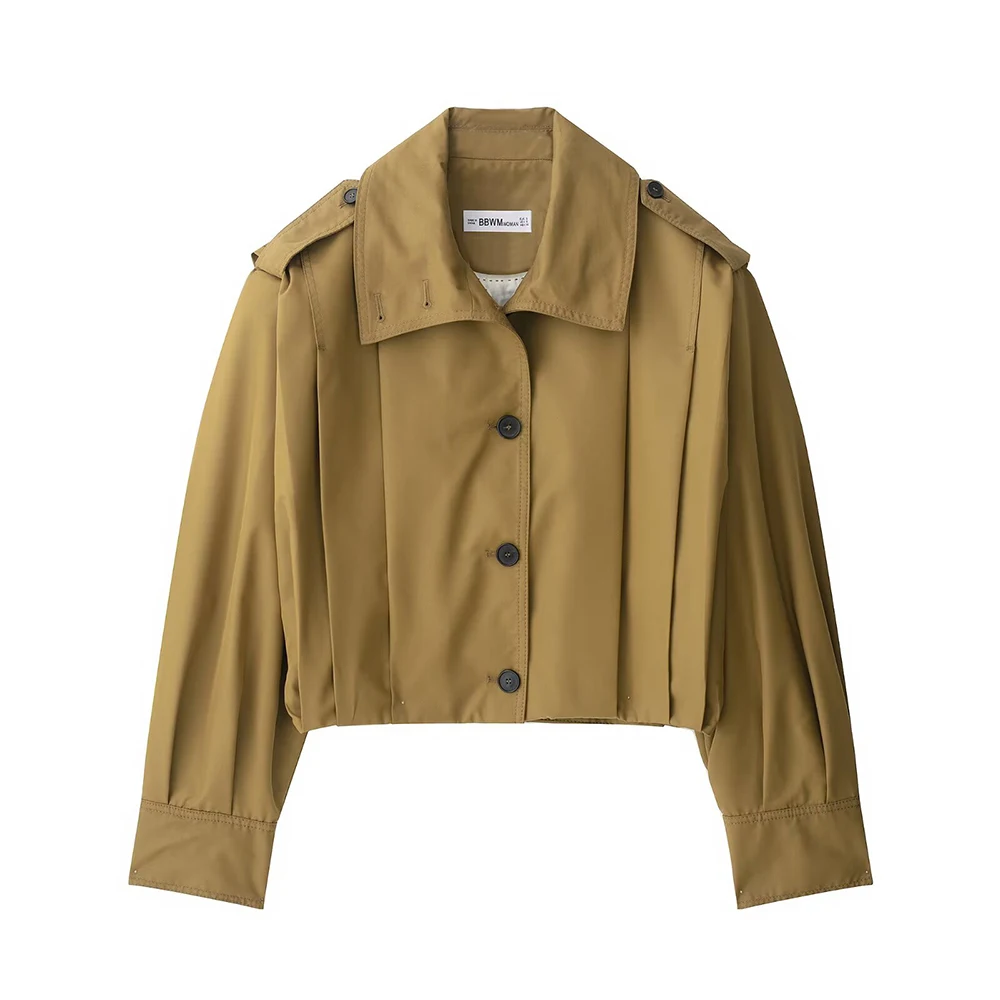 

2025 new women's clothing European and American style fashionable temperament cotton blend long sleeved high neck jacket
