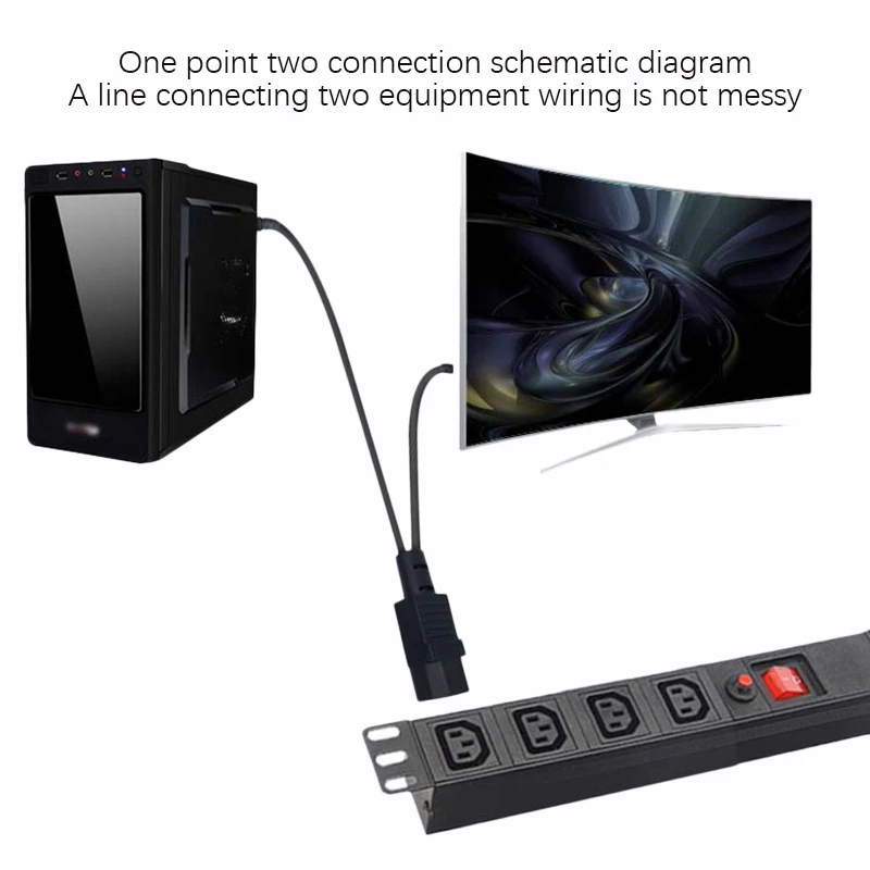 Cable de extensión de alimentación C14 a 2XC13, parte superior, cruce un punto, dos cables de alimentación para ordenadores, Ups