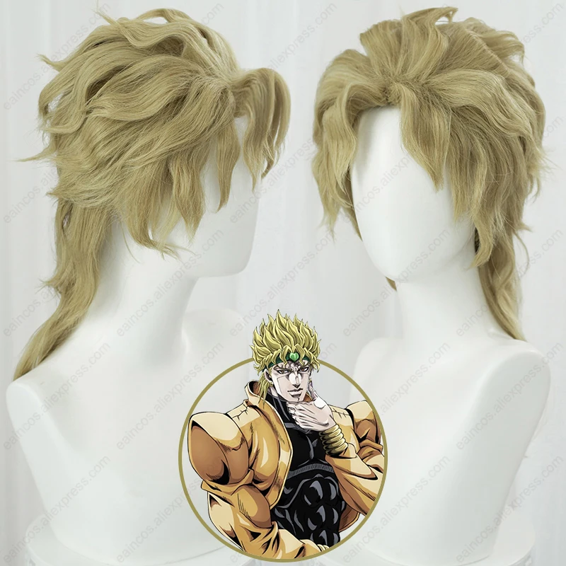 Peluca de Cosplay de Anime Dio Brando, pelo sintético resistente al calor, 40cm de largo