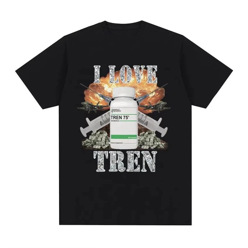 

2025 Fashion O-Neck Oversized T-shirts Unisex Cotton Short Sleeve T-shirt Streetwear I Love Tren Funny Graphic T Shirt Men Retro