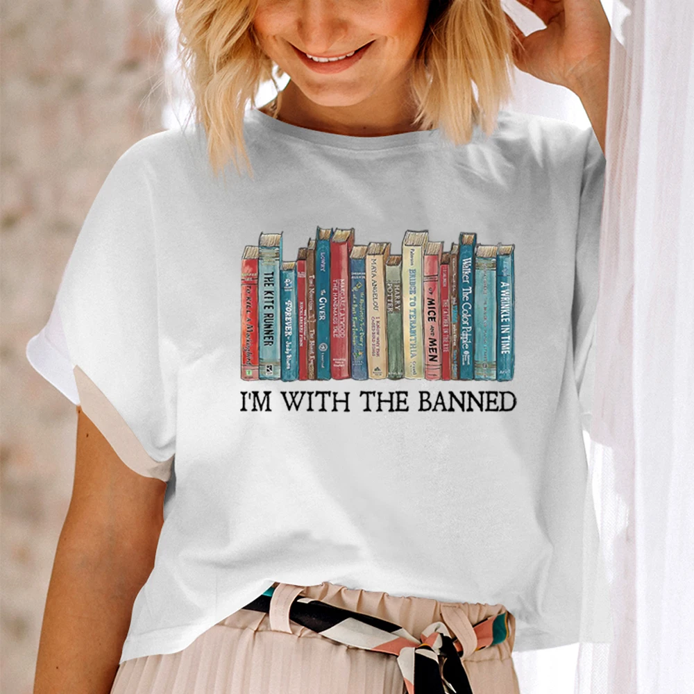 قميص كتب محظور ، أنا مع قميص محظور ، قميص قراءة ، كتب مكتبة ، أكمام قصيرة ، قميص أمين مكتبة