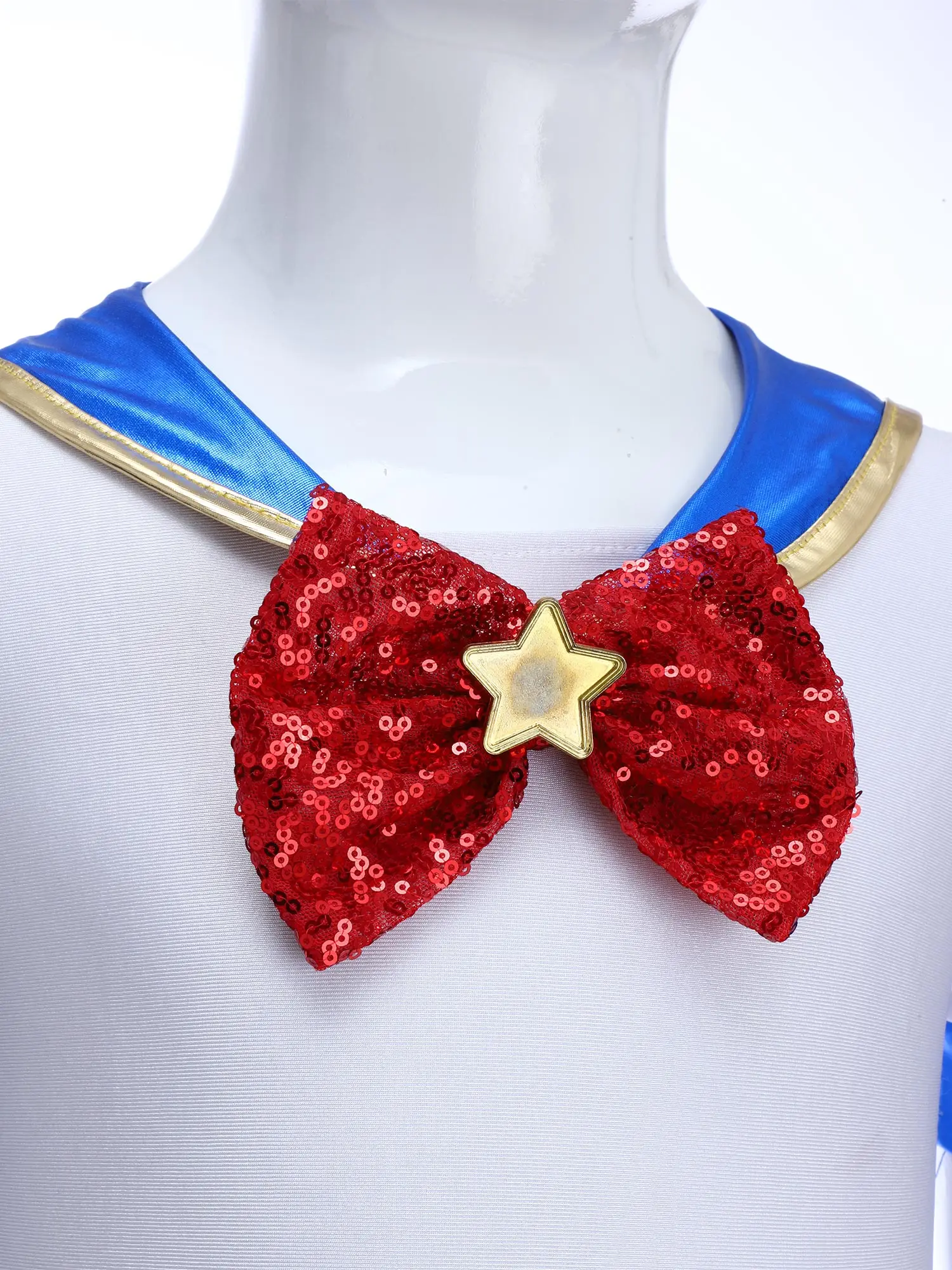 الأطفال هالوين كرنفال أنيمي بحار السحرية فتاة تأثيري أداء فستان قصير الأكمام لامع ربطة القوس فيونكة شبكة يوتار توتو