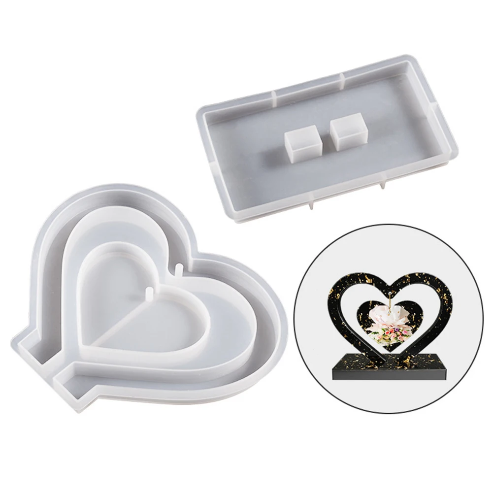 Forma do coração Resina Photo Frame Moldes, Silicone Epóxi Moldes para Fundição DIY, Casamento Decors Home, Preservação Flor, Dropshipping