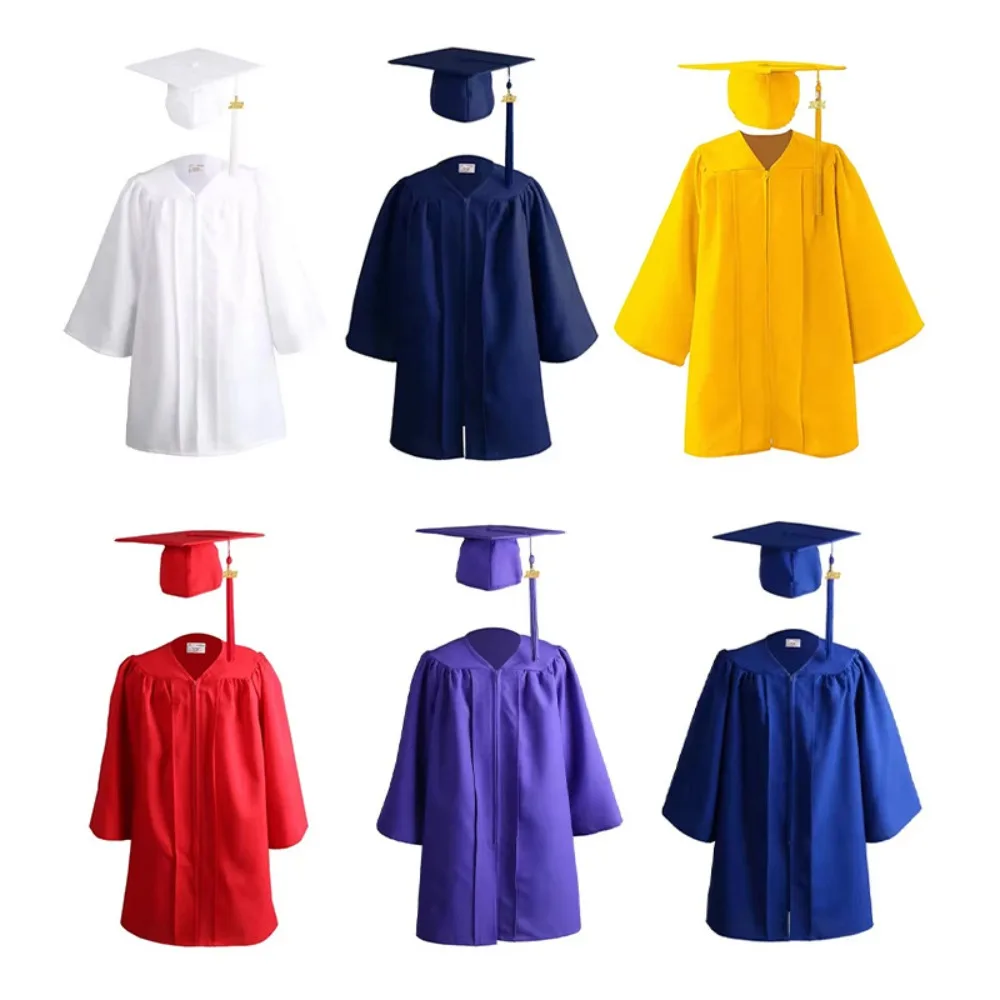 Elegant Long Sleeve Graduation Gown, Kindergarten Primary School Degree Outfit for Graduation Photo Formal School Ceremony