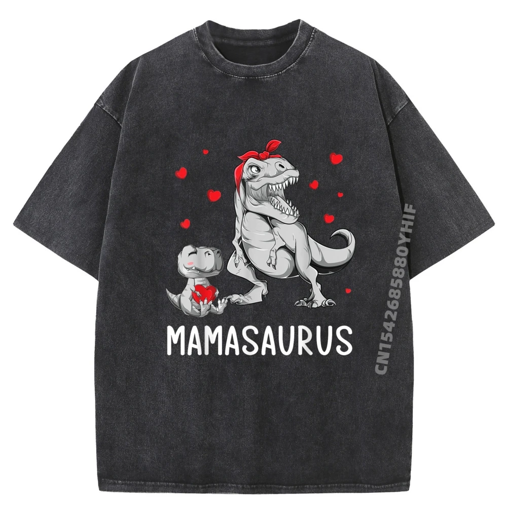 

Mamasaurus Dinosaur Mama T Rex Saurus Shirts Men Graphic Tops Mens Vintage Washed Shirt Summer Breathable Tops