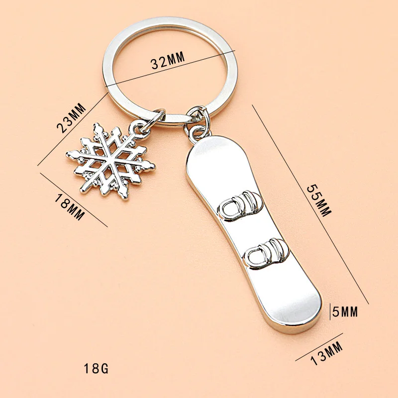 금속 스노보드 키체인, 겨울 스포츠 대회 스키 키링, 자동차 펜던트 선물, 스노보더 스키 기념품