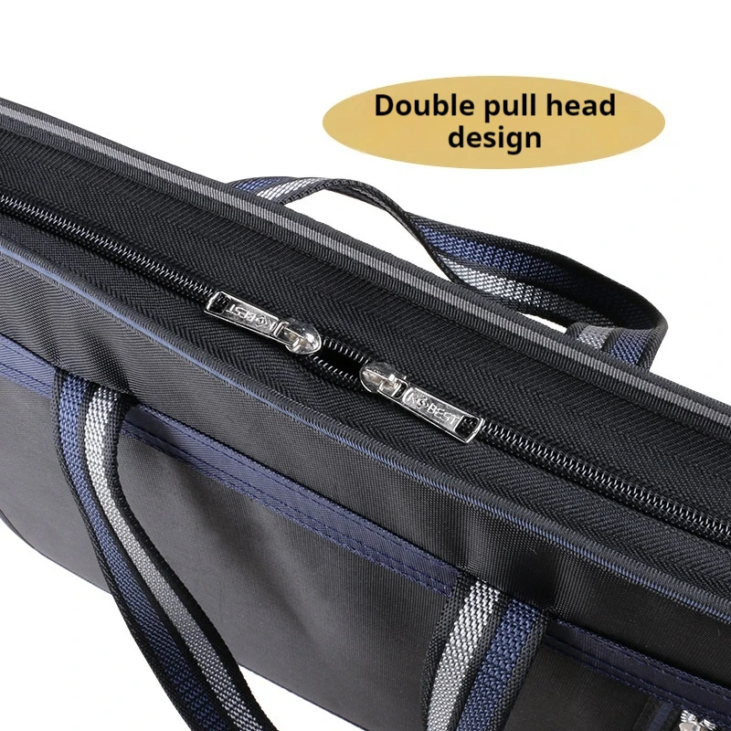 Oxford Cloth Organ Bag A4 Folder Storage Bag Black Multi Layer Data Folder Handheld Canvas Zipper Roll Bag About 500 A4 Papers