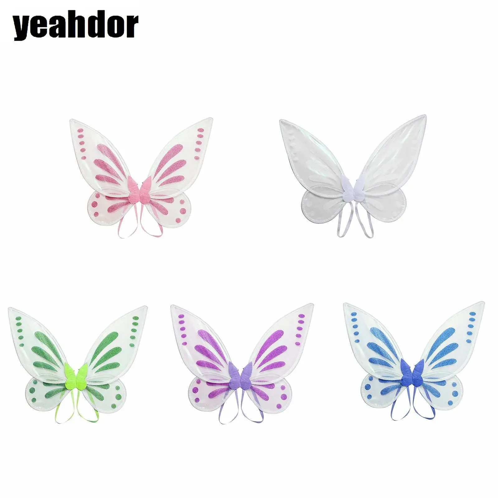 Butterfly Fairy Wings Halloween Party Supplies Gradient Shine Wings with Elastic Shoulder Straps Foldable Wings for Kids Girls