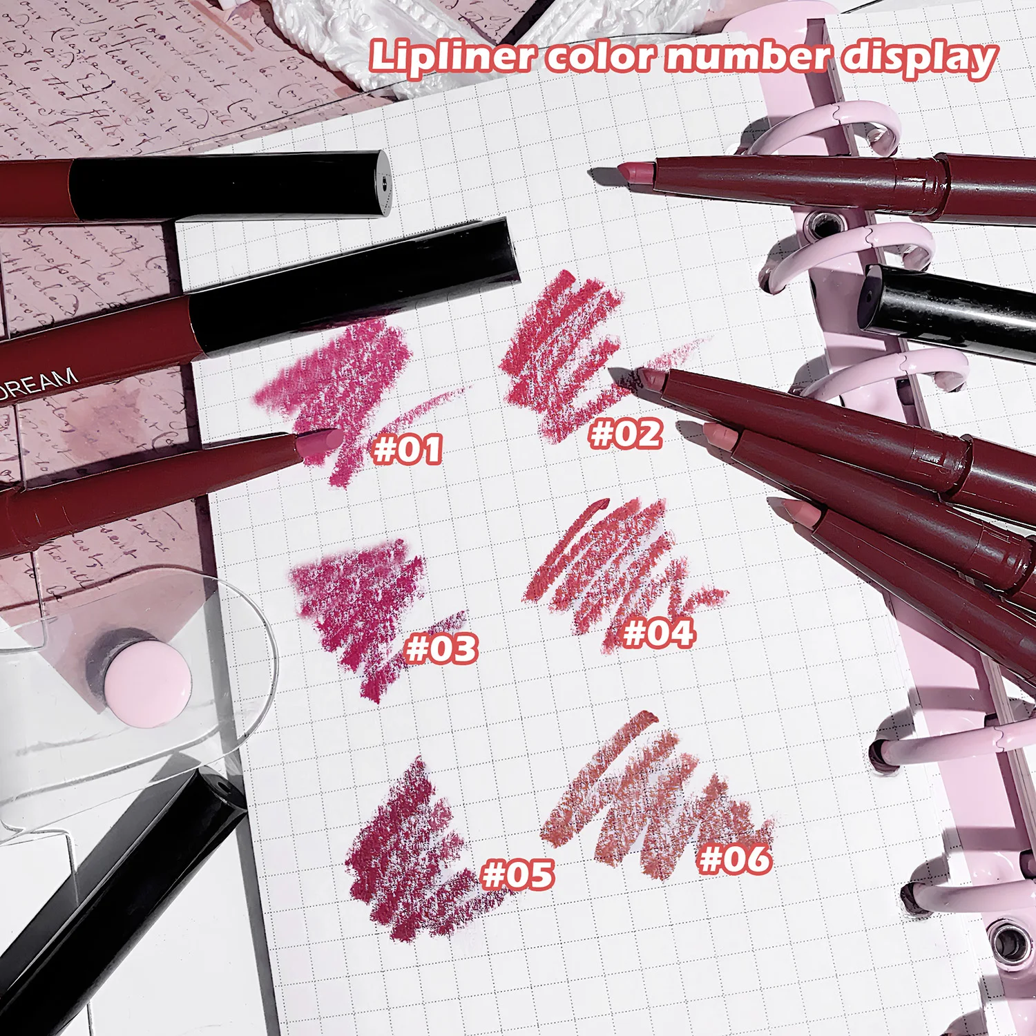 Matte lip liner lipstick pencil outlines lip line waterproof and long-lasting non-stick cup easy-to-color lip pen set