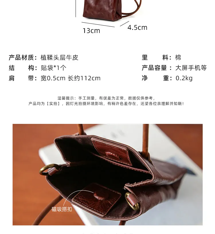 PNDME schlichte, modische Damen-Handtasche aus erstklassigem Rindsleder, handgefertigte Echtleder-Umhängetasche für das Wochenende. – Detail 3