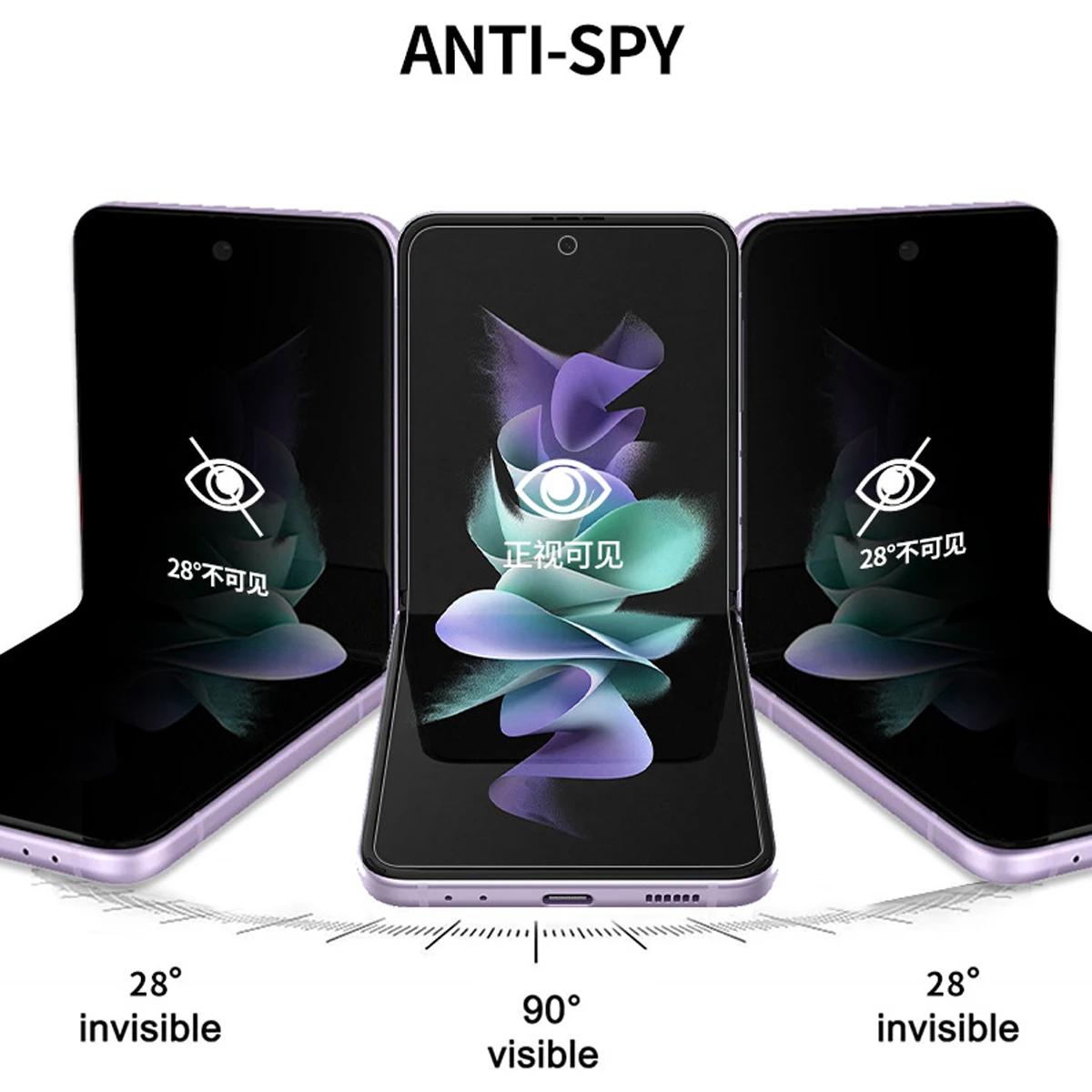 2Pcs Anti Peeping Screen Protector For Samsung Galaxy Z Flip 5 4 3 5G Anti Spy Pravicy Hydrogel Film No Fold Trace