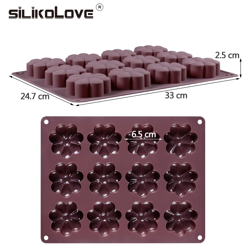 SILIKOLOVE 12Cavity Silicone Mold Flower Shape Cake Baking Cookie Mold Oven Safe Kitchen For Bake Decoration Making Cake Molds