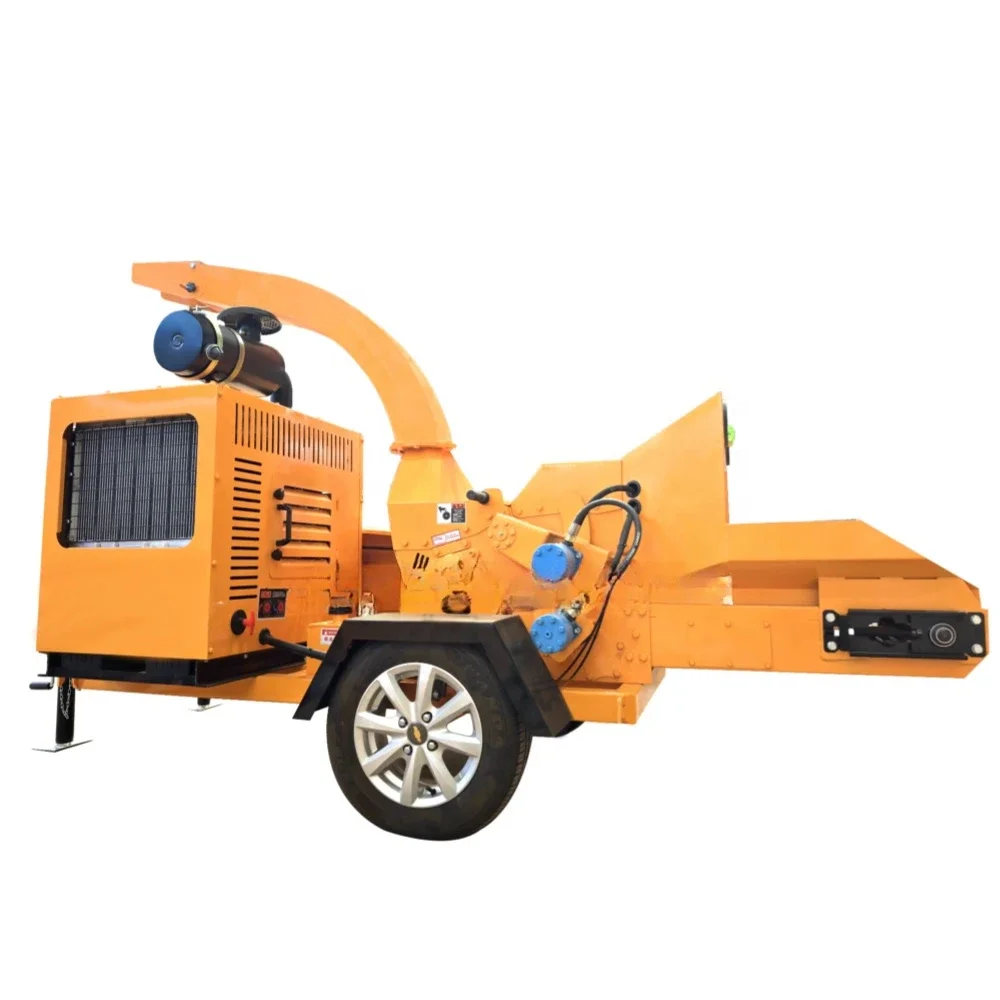 High efficiency hydraulic feed wood chipper mobile branch crusher shredder suitable for cold areas