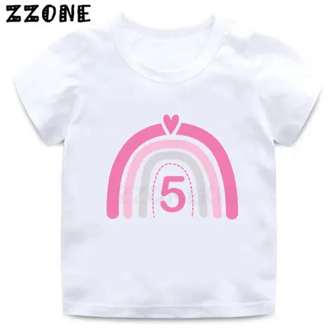 Rainbow Photography Girls' Birthday T-shirt Personalized Name Children's T-shirt Gift Kids Clothes Girl Clothes