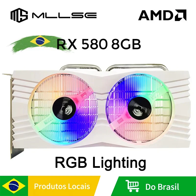 Brazil in Stock MLLSE Graphics Card AMD Radeon RX 580 8GB GDDR5 256-bit 2048SP PCIe 3.0 x16 Desktops Placa De Video Card Gaming