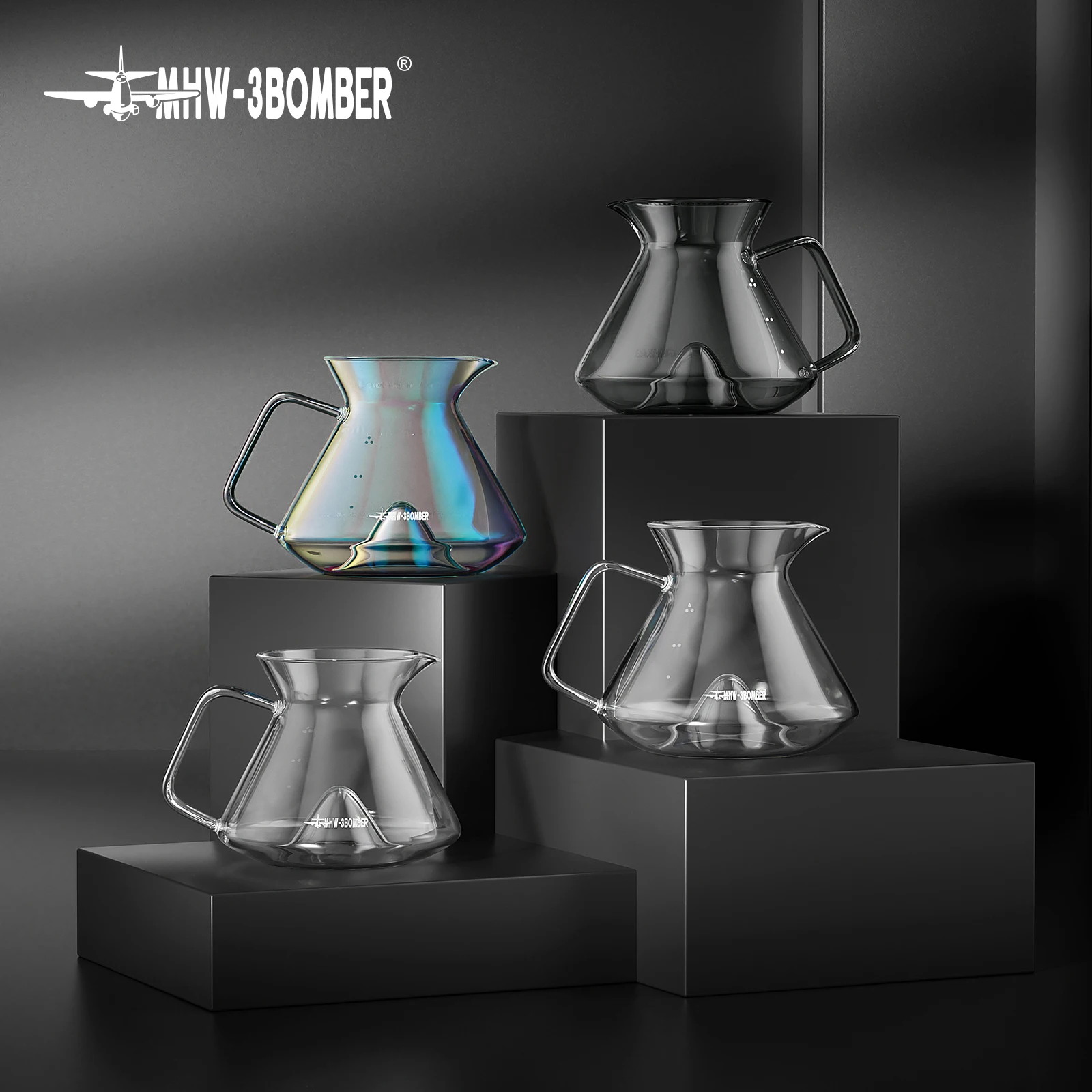 

MHW-3BOMBER 360-600ml Glass Coffee Server for Drip Coffee Maker Manual Pour over Coffee Pot for Home/Office/Café