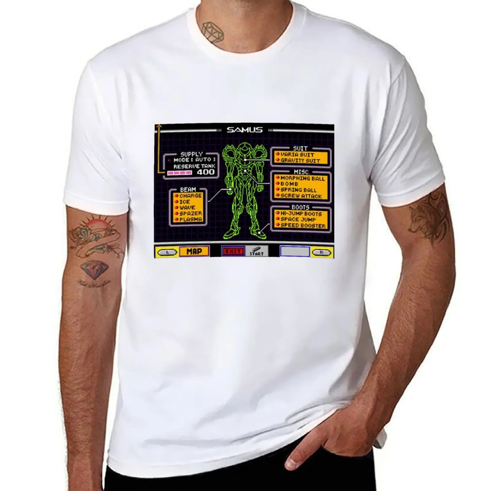 

Super Metroid Samus Blueprint T-Shirt cotton t shirts high quality man t shirt heavy cotton T-Shirt
