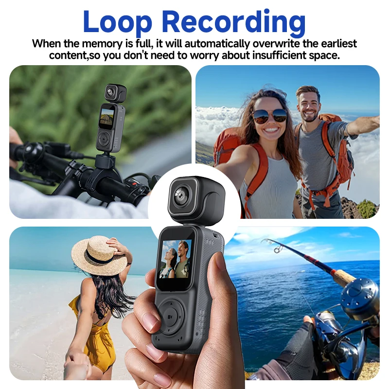 MINI Vlog 4K Pocket Camera WIFI Outdoor DV 180°Rotatable UHD Anti-shake Bodycam Sports Action Portable Security Recorder