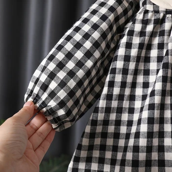 Bow Plaid Girls Dress 4 Spring fall toddler kids Girls' Clothes baby Bow Long sleeved Dresses costume for children Girl clothing outer Wear Casual Dress 4