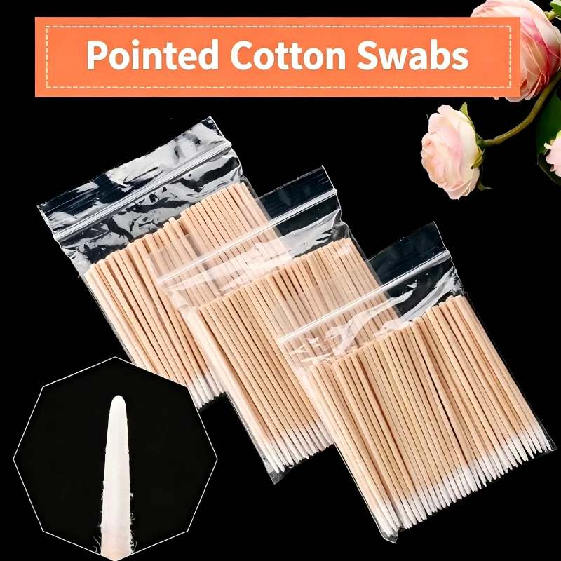 100/500 Pcs Embroidery single pointed cotton swab fine makeup remover disposable eyebrow trimming hygiene swab cotton