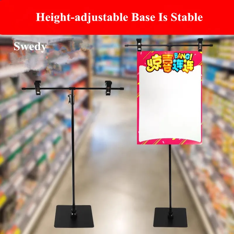 Stainless Steel Adjustable Poster Display Stand Promotion Price Banner Sign Holder Stand POP Clip Advertising Display Board