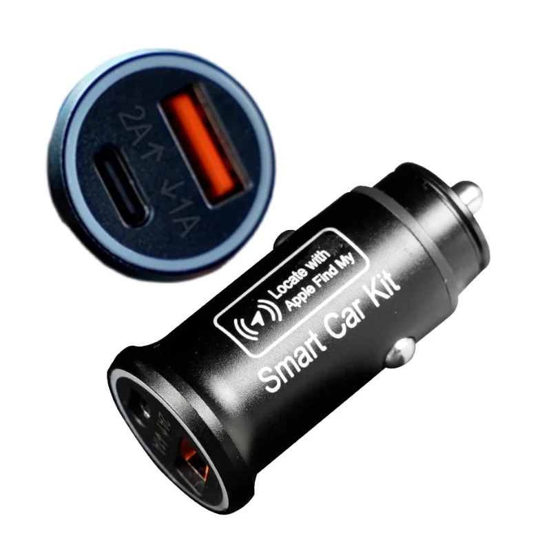 Car Charger Cigarette Lighter USB Type-C Adapter Hidden GPS locator Track For IOS Apple system Find My Plug and Play