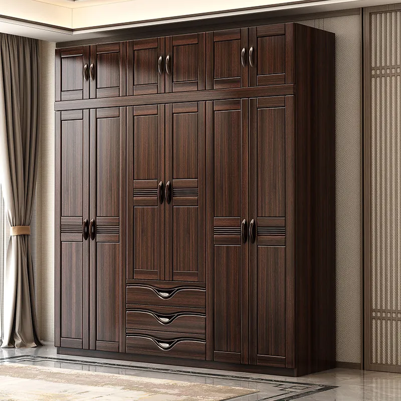 New chinoiserie solid wood wardrobefor home bedroom small apartment simple assembly storage cabinet wardrobe furniture