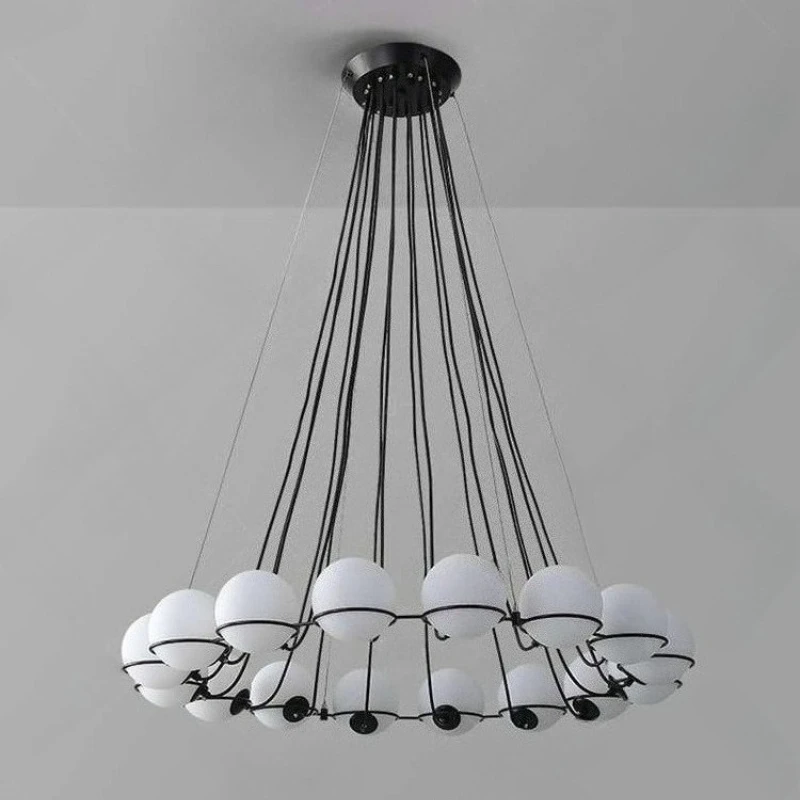 SANDYHA Modern Pendant Light Circular Glass Ball Pendant Light LED Lighting Fixture For Living Room Lobby Villa Hotel Home Decor