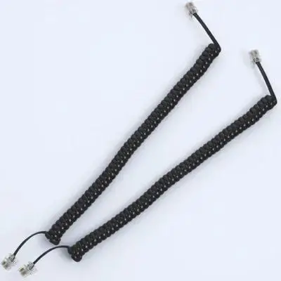 2pcs Telephone Cables Landline Coiled Phone Cords Copper Stable Signal Transmission Moderate Length Durability Soft Non