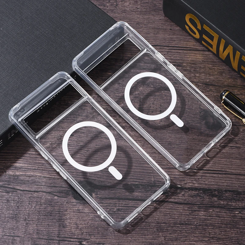 

For Google Pixel 8 7 Pro 7A Case Magnetic Transparent Ultra Thin Soft TPU+PC Anti-scratch Wireless Charging Cover For Pixel 8 7