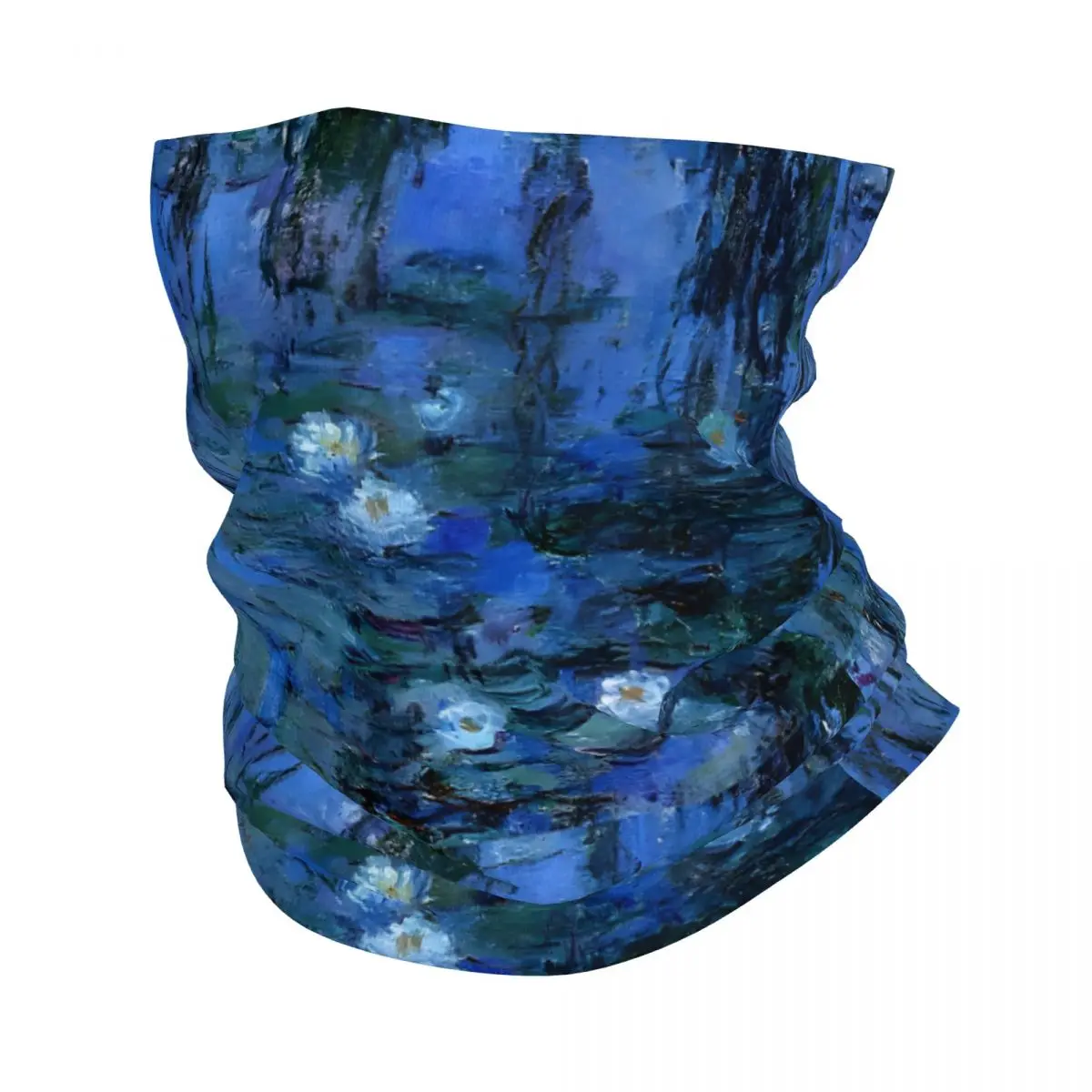 Water Lilies Monet Vibrant Blue Bandana Neck Gaiter Printed Balaclavas Wrap Scarf Multifunctional Cycling Running Men Adult