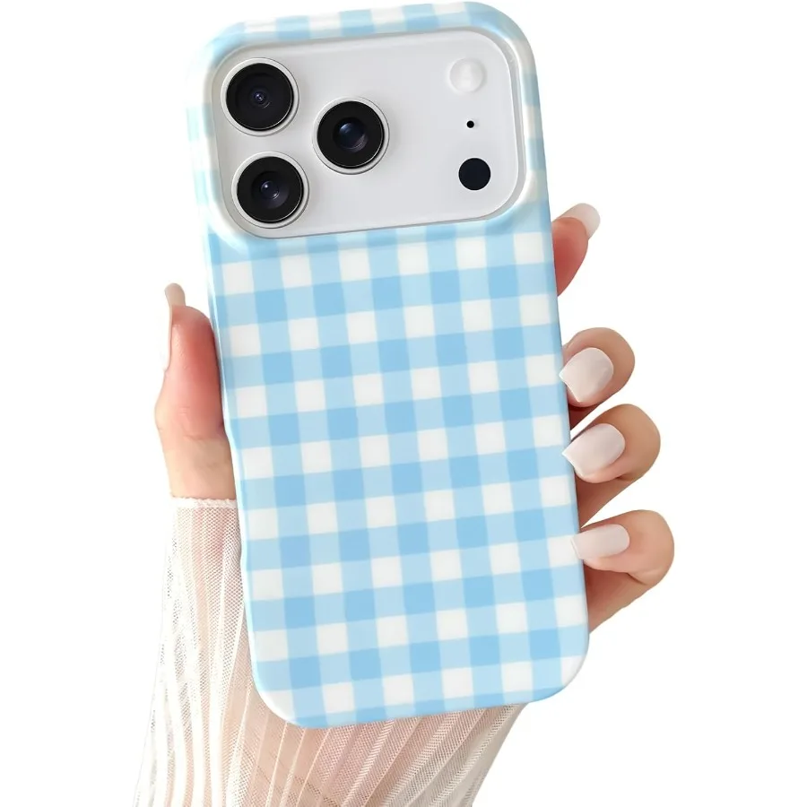 

Чехол для iPhone 17 Pro, милый эстетический чехол для телефона в мелкую клетку, мягкий тонкий противоударный чехол из ТПУ для женщин и девочек 6,3 дюйма
