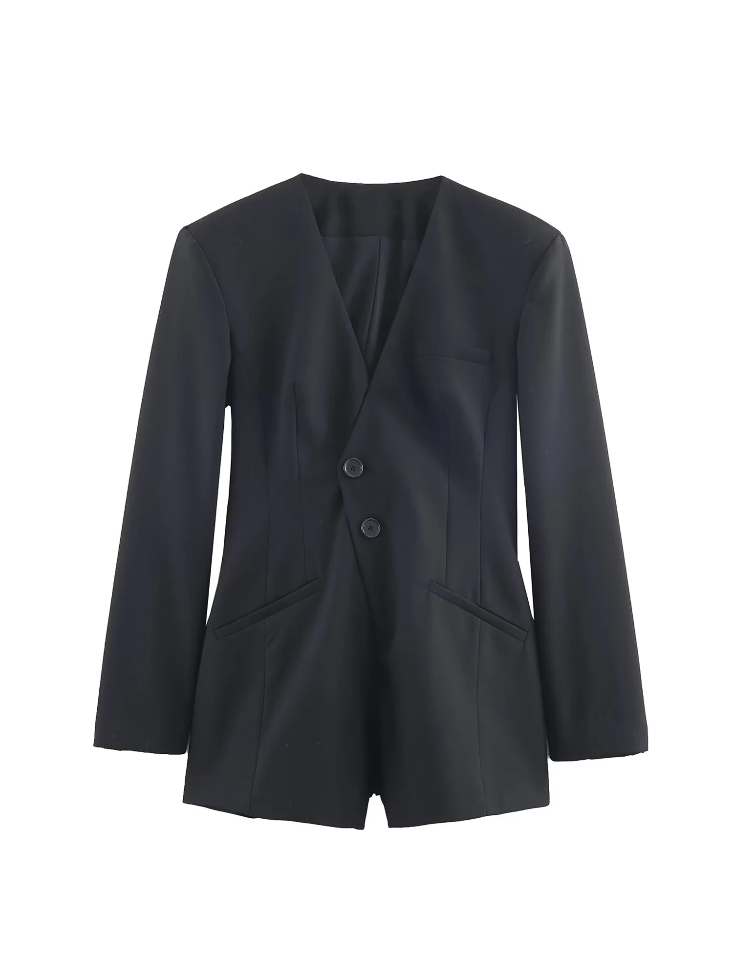 Women Black Gothic Cropped Blazer Playsuits Y2k Vintage Long Sleeve V-Neck Overall Bodysuits Rompers Fashion Casual Clothes 2025