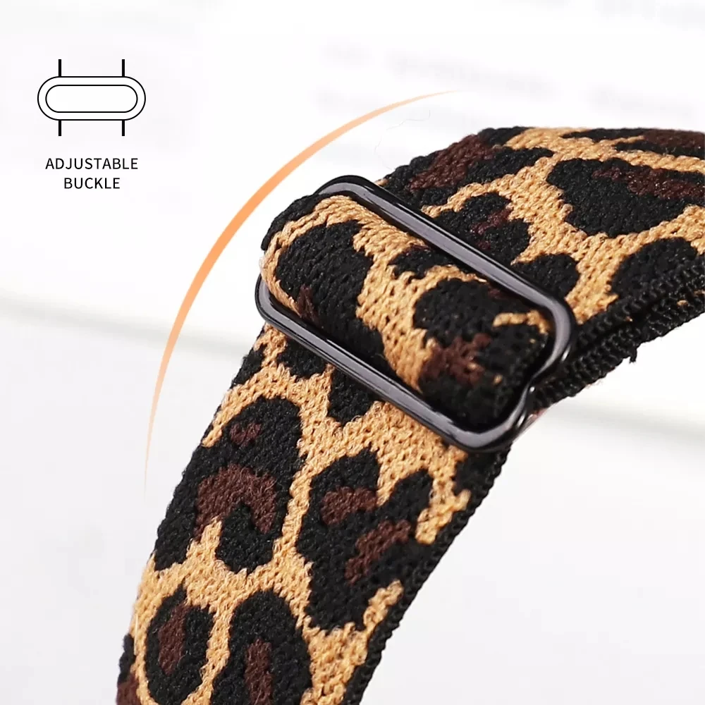 Leopard Grain Strap for Apple Watch Bands 44mm 40mm 45mm 41mm 38mm 42mm 49mm Elastic Nylon Bracelet iWatch Series 7 Ultra 8/3/4